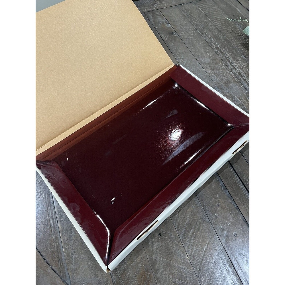 L.E. Smith Simply Colors Maroon Red Glass Rectangle Serving Platter